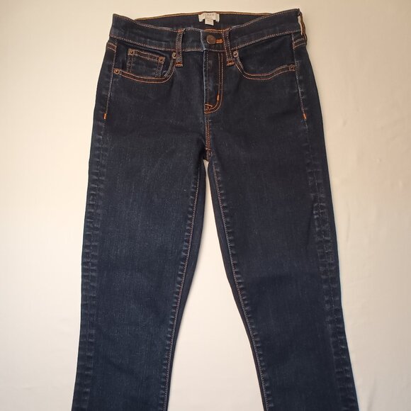 J.Crew Stretch Jeans Size 24/0 Low Rise Skinny Leg Dark Wash - Picture 2 of 9